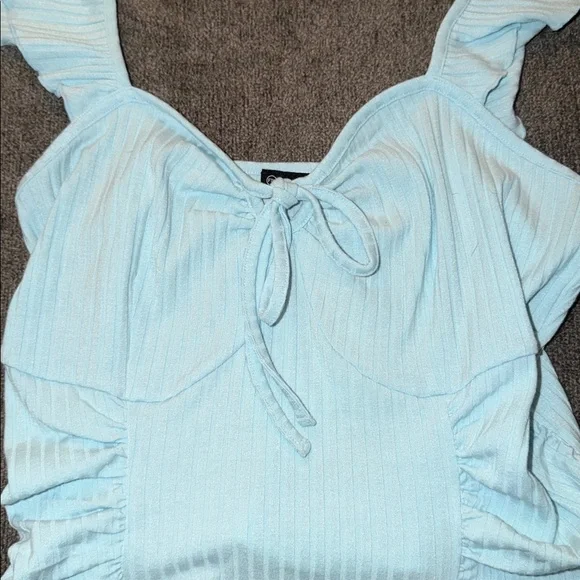 Fashion to Figure Sky Blue Knotted Top - Picture 2 of 5